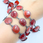Load image into Gallery viewer, Onyx Organic Shape Bezel Oxidized Silver Wire Chain. ON1