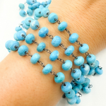 Load image into Gallery viewer, Turquoise Rondel Oxidized Wire Chain. TRQ33