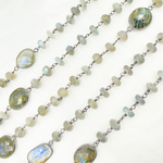 Load image into Gallery viewer, Coated Labradorite with Bezel Stone Oxidized Wire Chain. CLB30
