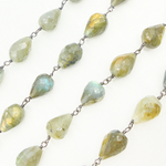 Load image into Gallery viewer, Labradorite Tear Drop Shape Oxidized Wire Chain. LAB92
