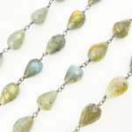 Load image into Gallery viewer, Labradorite Tear Drop Shape Oxidized Wire Chain