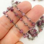 Load image into Gallery viewer, Multi Sapphire Pink Oxidized Wire Chain. MSA10