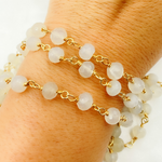 Load image into Gallery viewer, Natural Chalcedony Gold Plated Wire Chain.