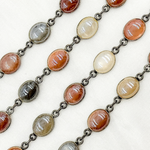 Load image into Gallery viewer, Coated Multi Moonstone Oval Shape Bezel Oxidized Wire Chain. CMS108