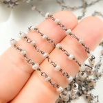 Load image into Gallery viewer, Coated Siloni Peach Moonstone 925 Sterling Silver Wire Chain. CMS64