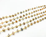 Load image into Gallery viewer, Golden Moonstone Wire Wrap Chain made with 18K Gold Plate 925 Sterling Silver. CMS29