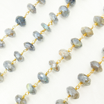 Load image into Gallery viewer, Coated Labradorite Faceted Rondel Gold Plated Wire Chain. CLB38