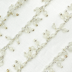 Load image into Gallery viewer, White Moonstone Cluster Dangle 925 Sterling Silver Wire Chain. WMS34
