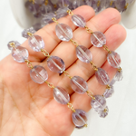 Load image into Gallery viewer, Pink Amethyst Gold Plated Wire Chain. AME19