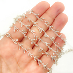Load image into Gallery viewer, Coated Multi Moonstone Cluster Dangle 925 Sterling Silver Wire Chain. CMS94