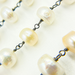 Load image into Gallery viewer, Peach Pearl Oxidized Oxidized Wire Chain. PRL44