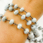 Load image into Gallery viewer, Coated Milky Aquamarine Oxidized Wire Chain.
