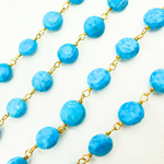 Load image into Gallery viewer, Turquoise Coin Shape Gold Plated Wire Chain. TRQ24