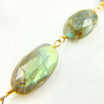 Load image into Gallery viewer, Labradorite Oval Shape Gold Plated Wire Chain. LAB75