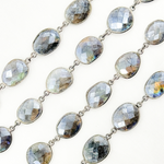 Load image into Gallery viewer, Coated Labradorite Organic Shape Bezel Oxidized Wire Chain. CLB72