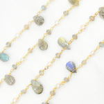 Load image into Gallery viewer, Labradorite & Pearl Gold Plated Wire Chain. LAB4