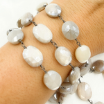 Load image into Gallery viewer, CMS118. Coated Rainbow Moonstone Sterling Silver Wire Chain