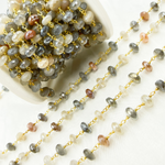 Load image into Gallery viewer, Coated Multi Moonstone Gold Plated Wire Chain. MMS17
