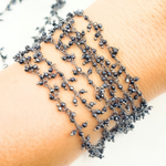 Load image into Gallery viewer, Coated Black Spinel Cluster Dangle Oxidized Wire Chain.