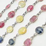 Load image into Gallery viewer, Multi Sapphire Mix Shape Bezel Oxidized Wire Chain. MSA2