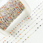 Load image into Gallery viewer, Multi Color Cubic Zirconia 925 Sterling Silver Wire Wrap Chain. MCZ12