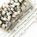 Load image into Gallery viewer, Freshwater Pearl Oxidized Connected Wire Chain. PRL54