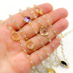 Load image into Gallery viewer, Aquamarine &amp; Multi Stone Gold Plated Wire Chain. AQU23
