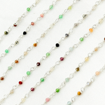 Load image into Gallery viewer, Gemstone White Sterling Silver Wire Chain