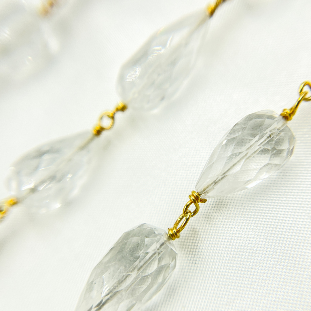 Crystal Tear Drop Gold Plated Wire Chain. CR21