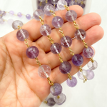 Load image into Gallery viewer, Pink Amethyst Round Shape Gold Plated Wire Chain. AME13