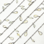 Load image into Gallery viewer, Labradorite Drop & CZ Pear Shape Dangle Oxidized Wire Chain. LAB54