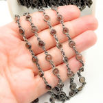 Load image into Gallery viewer, Smoky Quartz Round Shape Bezel Oxidized Wire Chain. SMQ2