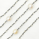 Load image into Gallery viewer, Moonstone & Pearl Oxidized 925 Sterling Silver Wire Chain. MS68