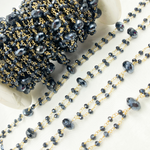 Load image into Gallery viewer, Coated Black Spinel Gold Plated Wire Chain. BSP41