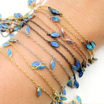 Load image into Gallery viewer, Created Blue Opal Marquise Shape Dangle Chain. CBO3