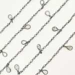 Load image into Gallery viewer, Coated Labradorite & CZ Dangle Oxidized Wire Chain. CLB60
