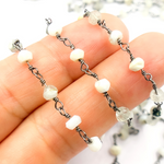 Load image into Gallery viewer, Blue Lace Agate Black Rhodium 925 Sterling Silver Wire Chain. BLA1