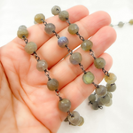 Load image into Gallery viewer, Labradorite Round Oxidized Wire Chain. LAB67