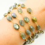Load image into Gallery viewer, Labradorite Oval Shape Gold Plated Wire Chain. LAB81