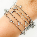 Load image into Gallery viewer, Coated Green Moonstone & CZ Dangle Oxidized Wire Chain. CMS39
