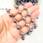 Load image into Gallery viewer, Peacock Freshwater Pearl Oxidized Wire Chain. PRL41