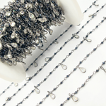 Load image into Gallery viewer, Coated Black Spinel & CZ Dangle Oxidized Wire Chain. BSP16