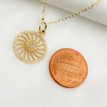 Load image into Gallery viewer, 14K Solid Gold Circle Charm with Heart Diamond. GDP376