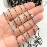 Load image into Gallery viewer, Pyrite & CZ Dangle Oxidized Wire Chain. PYR5