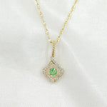 Load image into Gallery viewer, PN417531Y14EM1. 14k Solid Gold Diamond and Emerald Flower Charm