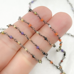 Load image into Gallery viewer, Multi Color Cubic Zirconia Oxidized Wire Chain. MCZ7