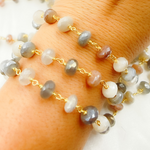 Load image into Gallery viewer, Coated Multi Moonstone Gold Plated Wire Chain. MMS17