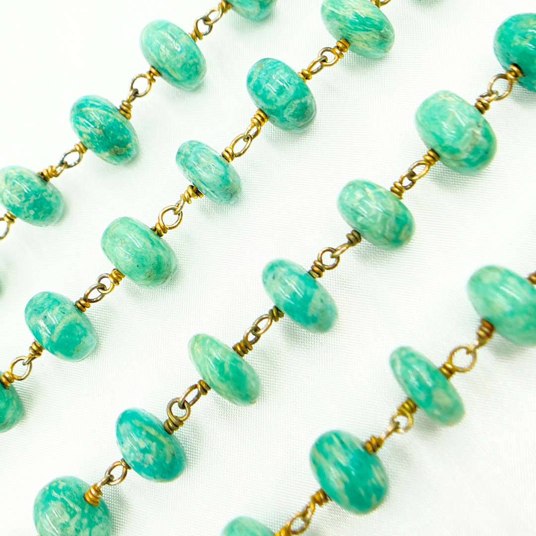 Amazonite Gold Plated Wire Chain. AMZ15