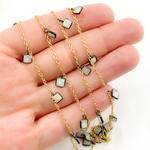 Load image into Gallery viewer, Created White Opal Square Shape Dangle Wire Chain. CWO9