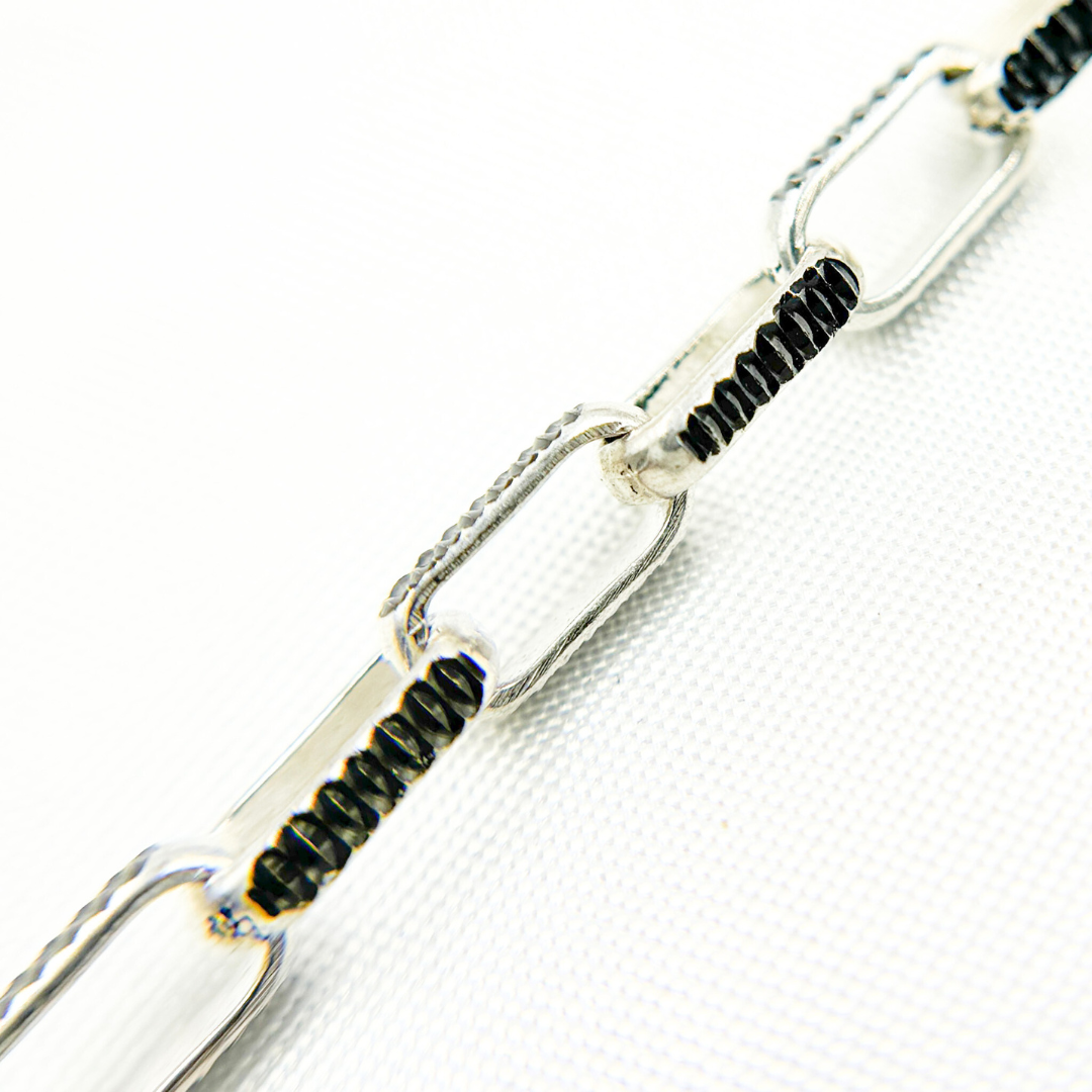 Two Tone Black Rhodium and 925 Sterling Silver Paperclip Chain. Z114SB
